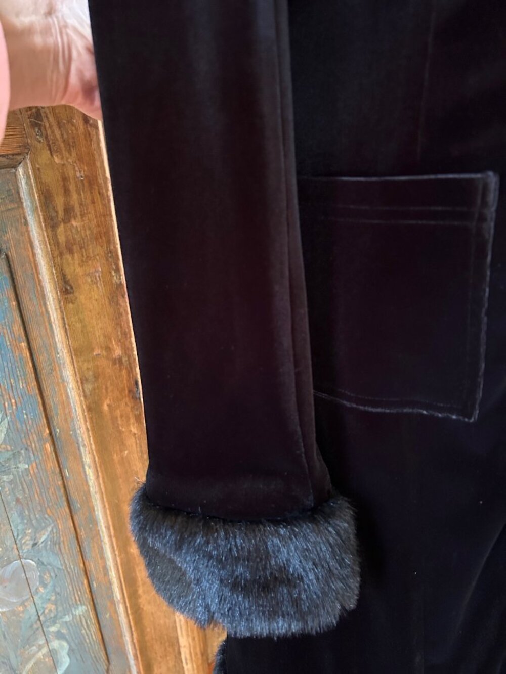 Vintage Betsey Johnson Rose Black Velvet Duster Coat - Picture 6 of 13